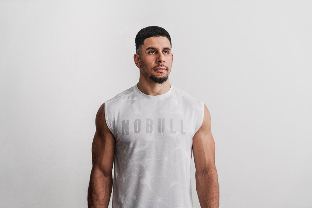 T-Shirts NOBULL Homme Blanche - NOBULL Sin Mangas,France (7843-SEQDH)